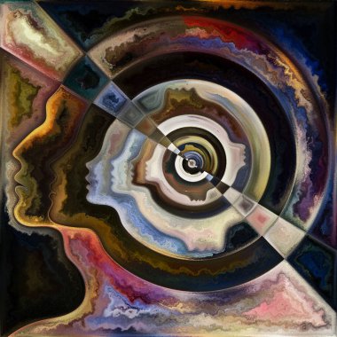 İç Spiral serisi. Zihin, ruh, iç dünya ve bilinç konularındaki insan yüz hatlarının ve geometrik yapıların çizimi.