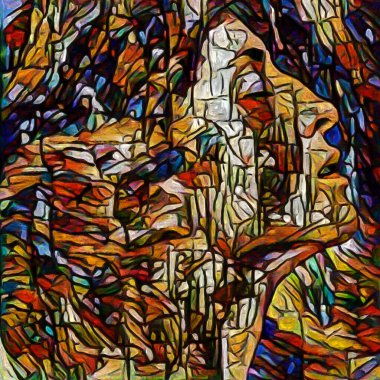 Işık serisine doğru. İç dünya, yaratıcılık ve sanat üzerine soyut resim tarzında yapılmış kadın portresi.