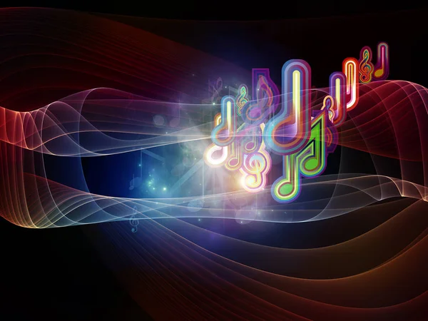 Serie Virtual Melody Notas Musicales Elementos Fractales Luces Fondo Materia —  Fotos de Stock