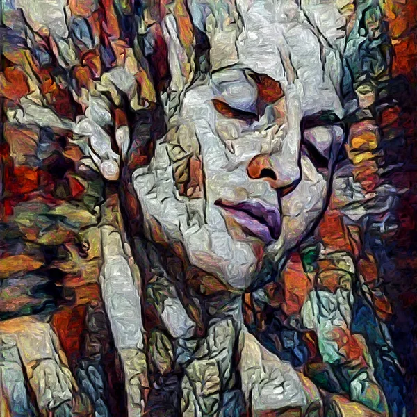 Inner Roads Series Female Portrait Rendered Abstract Painting Style Subject — Stock Photo, Image