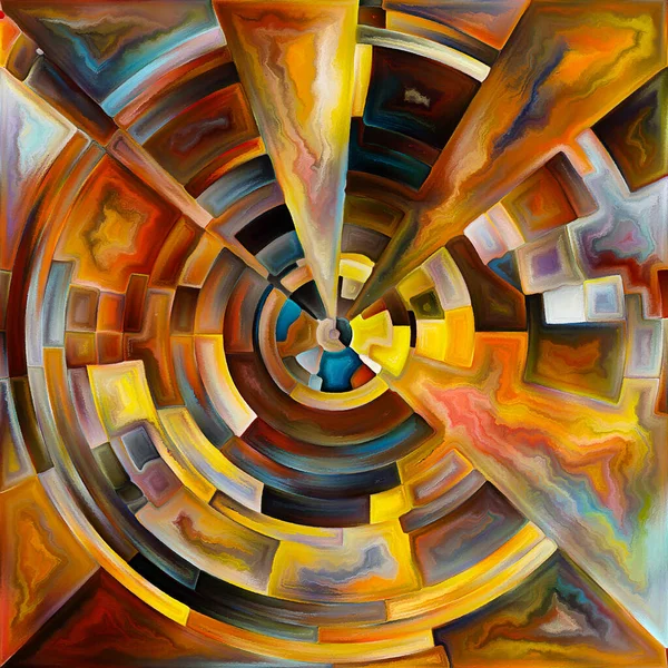 Seria Promiennych Kręgów Kolorowy Abstrakcyjny Projekt Radialny Temat Energii Duchowości — Zdjęcie stockowe