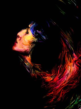 Kişilik, yaratıcılık ve sanat konularında genç bir kadının yağlı mürekkepli portresi