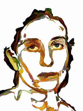 Shade serisinin renkleri. Bireysellik, sanat ve tasarım konularında soyut acı öğelerinden yapılmış kadın portresi.