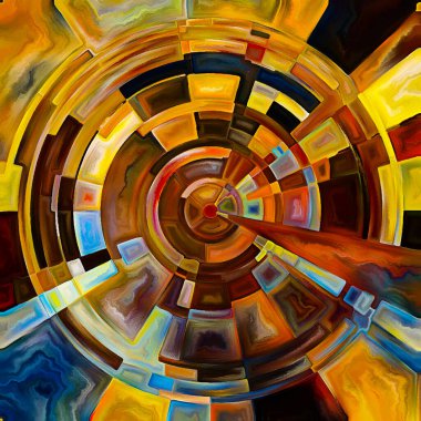 Dua Çemberi serisi. Yaşamın manevi enerji ve gücünün kaynağını temsil etmek için disklerin, ışınların ve yayılan renklerin ve organik dokuların çizimi. Din, yaratıcılık ve sanat konularındaki illüstrasyon.