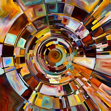 Dua Çemberi serisi. Diskin soyut tasarımı, ışınları ve yayılan renk ve organik dokunun yayılımı ruhani enerji ve yaşamın kaynağını temsil ediyor. Din, yaratıcılık ve sanat konularındaki illüstrasyon.