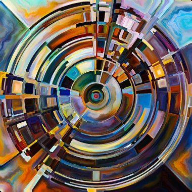 Dua Çemberi serisi. Diskin soyut tasarımı, ışınları ve yayılan renk ve organik dokunun yayılımı ruhani enerji ve yaşamın kaynağını temsil ediyor. Din, yaratıcılık ve sanat konularındaki illüstrasyon.