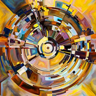 Dua Çemberi serisi. Diskin soyut tasarımı, ışınları ve yayılan renk ve organik dokunun yayılımı ruhani enerji ve yaşamın kaynağını temsil ediyor. Din, yaratıcılık ve sanat konularındaki illüstrasyon.