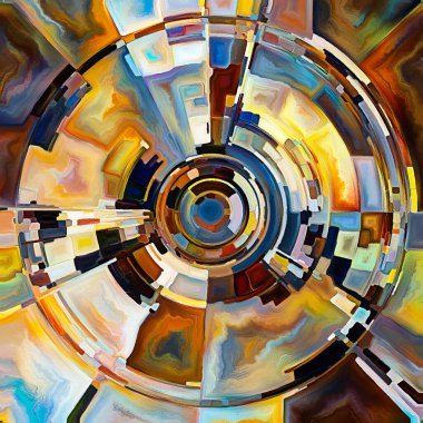 Dua Çemberi serisi. Disk, ışın ve yayılan renk ve organik dokunun bileşimi, ruhsal enerji ve yaşam gücünün kaynağını temsil eder. Din, yaratıcılık ve sanat konularındaki illüstrasyon.