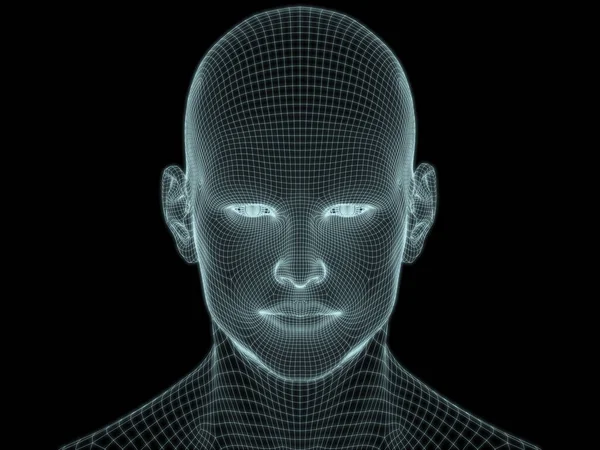 Human Face Close Render Wire Mesh Use Illustrations Technology Education — Stock Photo, Image