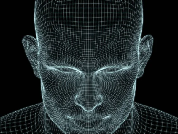 Resim Tasarım Için Insan Kafası Yüzünün Boyutlu Görüntüsü Tel Örgüsü — Stok fotoğraf