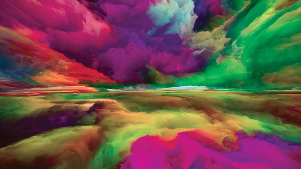 スペクトル雲 現実逃避シリーズ 風景画 想像力 創造性 芸術をテーマにしたシュールな日の出の色とテクスチャの配置 — ストック写真