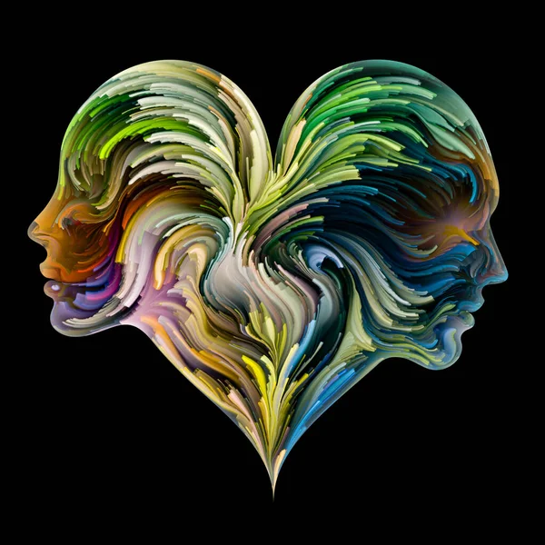 Soul Mates Series Male Female Heads Joined Heart Shape Symbol — Stock Photo, Image