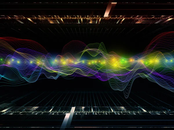 Віртуальний Мікросвіт Серія Віртуальних Хвиль Ілюстрація Горизонтальних Синусоїдних Хвиль Світлових — стокове фото