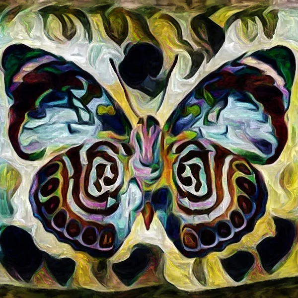 アートシリーズのパターン 抽象蝶と創造性と芸術の対象にデジタルキャンバス上でレンダリングされた色 — ストック写真