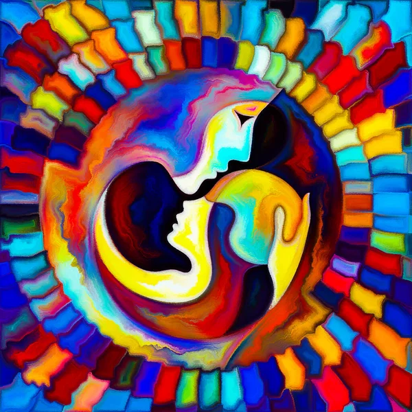 Cykl Matki Dziecka Kolorowa Abstrakcja Temat Dzieciństwa Rodzicielstwa — Zdjęcie stockowe