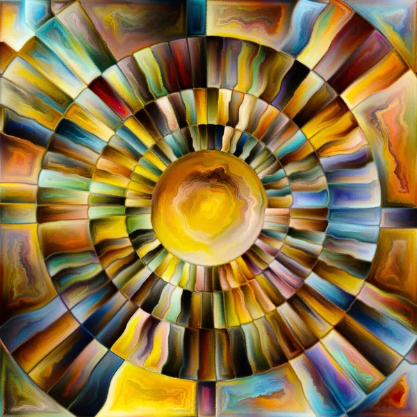 Série Zářivých Kruhů Barevný Abstraktní Radiální Design Téma Energie Spirituality — Stock fotografie