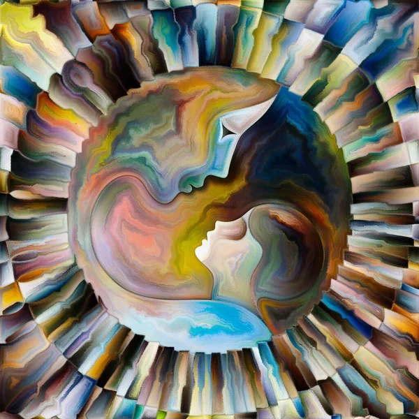 Moeder Kind Cirkel Serie Kleurrijk Glas Lood Ontwerp Onderwerp Van — Stockfoto