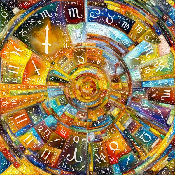 Серія Craft Astrology Абстрактний Барвистий Живопис Диска Променів Арок Сяючих — стокове фото