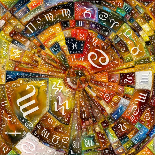 Серія Craft Astrology Абстрактний Барвистий Живопис Диска Променів Арок Сяючих — стокове фото