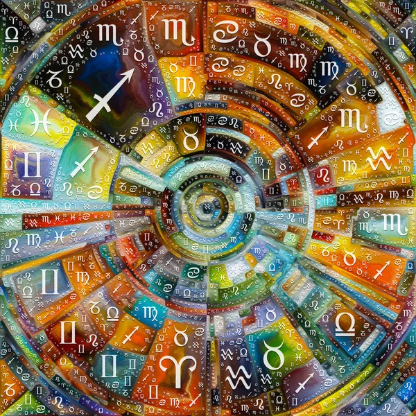 Orbitas Serie Astrología Pintura Colorida Abstracta Disco Rayos Arcos Color — Foto de Stock