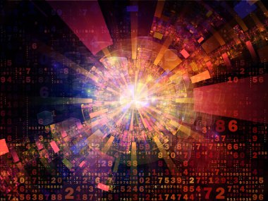 Dijital Bağlantı serisi. Matematik, teknoloji ve eğitim konularındaki sayı, ışık ve ağ düğümlerinin arkaplan tasarımı.