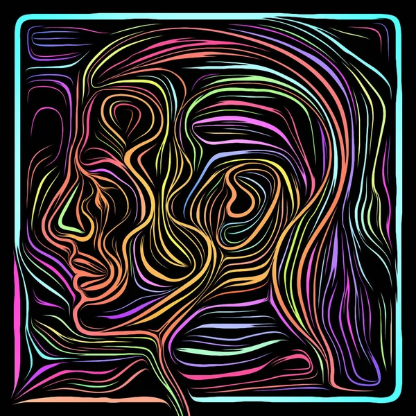 Digital Woodcut . Life Lines series. Abstract background made of human profile and woodcut pattern on the theme of human drama, poetry and inner symbols