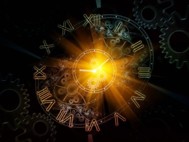 Sanal saatler. Time serisinin yüzleri. Bilim, eğitim ve modern teknolojiler üzerine projeler için arkaplan görevi görecek saat tuşlarından ve soyut elementlerden oluşan tasarım