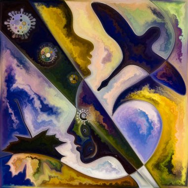 Covid-19 serisinin Siyah Kuğu 'su. Siyah kuğu silueti ve küresel salgının psikolojik boyutları üzerine soyut semboller.