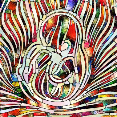 Çok renkli ışık. Lekeli Camlar Birliği serisi. Parçalanma, sanat, şiir ve tasarım birliğinin bir metaforu olarak renk ve doku parçalarından oluşan tasarım