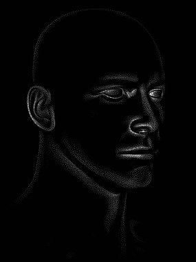 Nokta Hazırlama serisi. Bir insan modelinin 3 boyutlu görüntüleme tekniği noktalama tekniğiyle uygulanır..