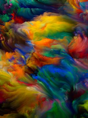 Renkli girdap serisi. Yaşama, yaratıcılığa ve sanata uygun tuvalde sıvı boyanın renkli hareketinin soyut bileşimi