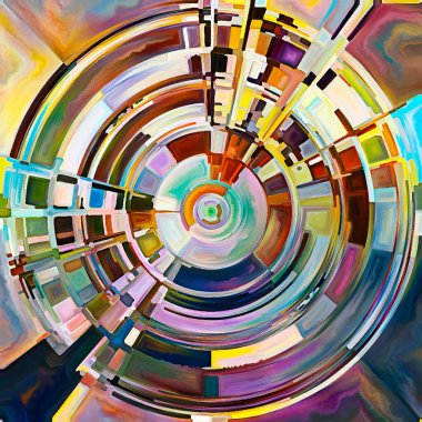 Dua Çemberi serisi. Diskin soyut tasarımı, ışınları ve yayılan renk ve organik dokunun yayılımı ruhani enerji ve yaşam gücünün kaynağını temsil ediyor..