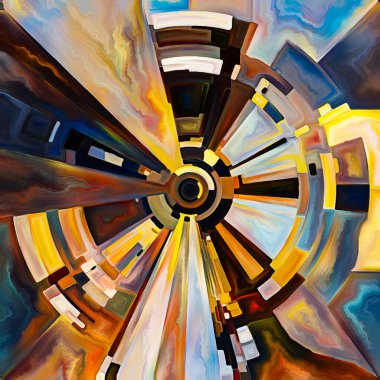 Dua Çemberi serisi. Diskin soyut tasarımı, ışınları ve yayılan renk ve organik dokunun yayılımı ruhani enerji ve yaşam gücünün kaynağını temsil ediyor..