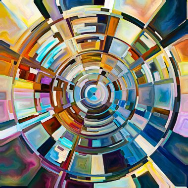 Dua Çemberi serisi. Disk, ışın ve yayılan renk ve organik dokudan oluşan kemerler, ruhsal enerji ve yaşam gücünün kaynağını temsil eder..