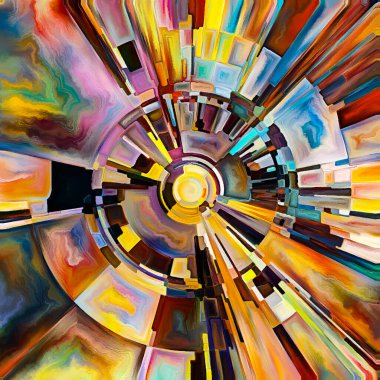 Dua Çemberi serisi. Disk, ışın ve yayılan renk ve organik dokudan oluşan kemerler, ruhsal enerji ve yaşam gücünün kaynağını temsil eder..