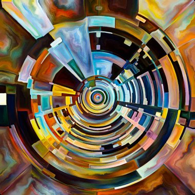Dua Çemberi serisi. Disk, ışın ve yayılan renk ve organik dokudan oluşan kemerler, ruhsal enerji ve yaşam gücünün kaynağını temsil eder..