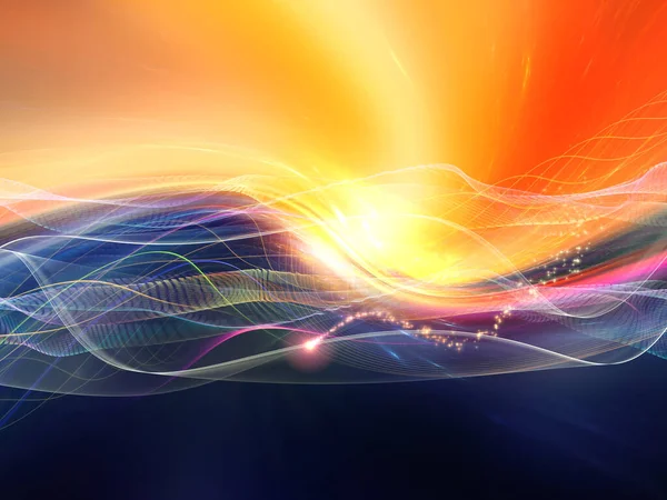 Serie Light Wave Rendering Onde Sinusoidali Sfondo Luci Tema Tecnologia — Foto Stock
