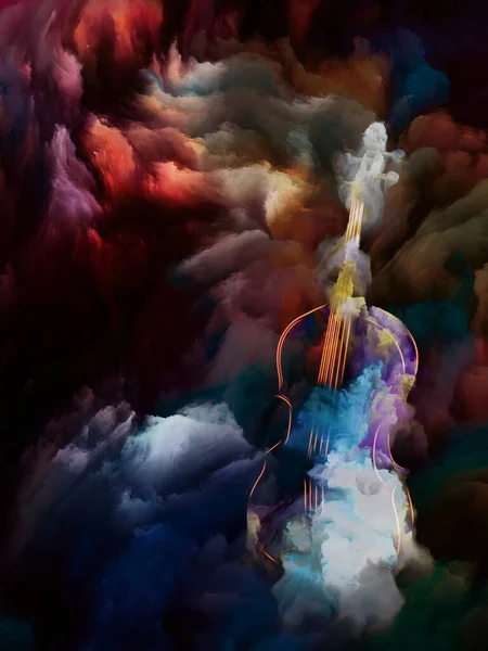 Müzik Sanat Yaratıcılık Konularında Renkli Keman Fraktal Boya Soyutlaması Görüntü — Stok fotoğraf
