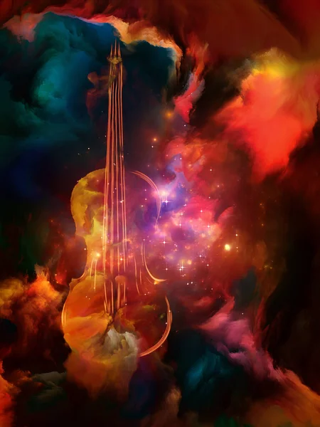 Színes Hegedű Fraktális Festék Absztrakció Témája Zene Művészet Kreativitás Illusztráció — Stock Fotó