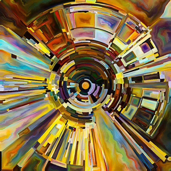 Prayer Circle Series Painting Abstraction Disk Rays Arches Radiating Color — Stock Photo, Image