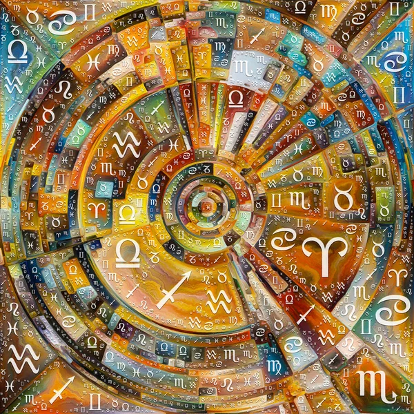 Orbitas Serie Astrología Pintura Colorida Abstracta Disco Rayos Arcos Color — Foto de Stock