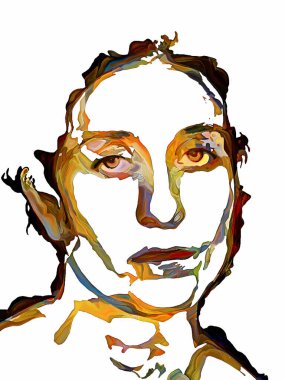 Shade serisinin renkleri. Bireysellik, sanat ve tasarım konularında soyut acı öğelerinden yapılmış kadın portresi.