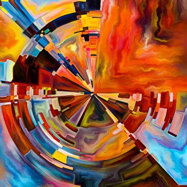 Dua Çemberi serisi. Disk, ışın ve yayılan renk ve organik dokunun resmedilmesi ruhani enerji ve yaşam gücünün kaynağını temsil eder..