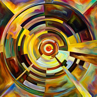Dua Çemberi serisi. Disk, ışın ve yayılan renk ve organik dokunun resmedilmesi ruhani enerji ve yaşam gücünün kaynağını temsil eder..