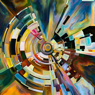 Dua Çemberi serisi. Diskin soyut tasarımı, ışınları ve yayılan renk ve organik dokunun yayılımı ruhani enerji ve yaşam gücünün kaynağını temsil ediyor..