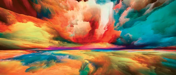 Imagination Landscape. Color Dreams series. Visually attractive backdrop made of paint, textures and gradient clouds for works on inner world, imagination, poetry, art and design