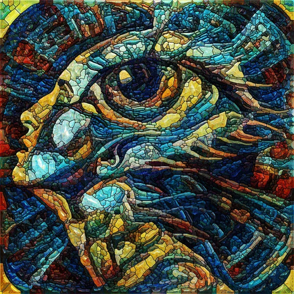 Minds Eye Series Stained Glass Composition Female Eye Subject Inner — Stock Photo, Image