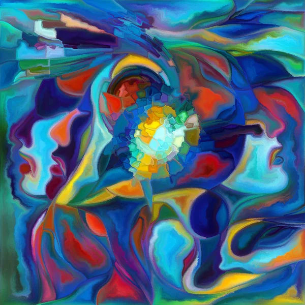 Canvas Close Series Creative Arrangement Faces Symbols Colorful Painting Style — Stock Photo, Image