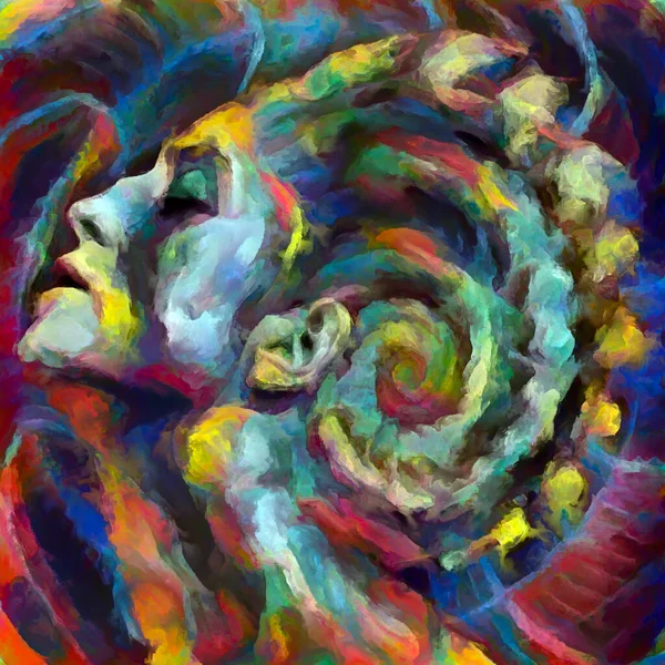 Serie Inner Hues Donna Faccia Disegno Astratto Spirale Composizione Sul — Foto Stock