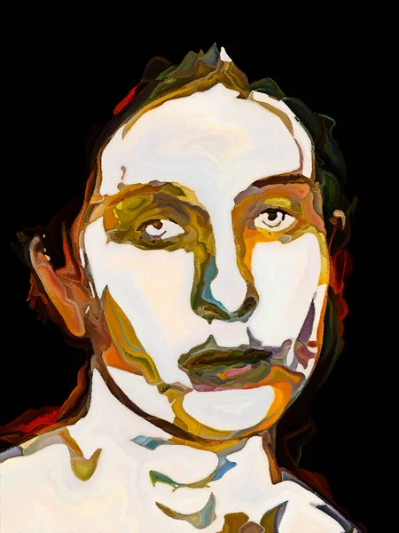 Seria Kolorów Portret Kobiety Przedstawiany Plastrach Cyfrowej Farby Temat Tożsamości — Zdjęcie stockowe